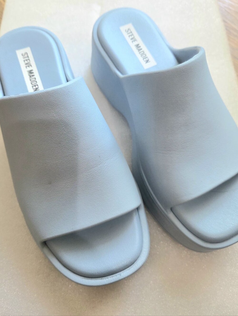 Steve Madden Pale Blue Slide Wedge Mules